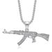 Hip Hop Jewelry Titanium Steel Gold Plated Diamond Inlaid AK47 Pendant Necklace_ipsvogv.com