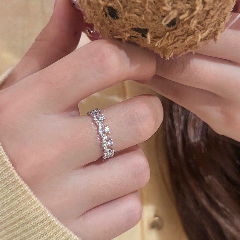 Luxurious Super Sparkle Zircon Ins Premium Korean Versatile Cool Design Fried Dough Twists Chain Ring_ipsvogv.com