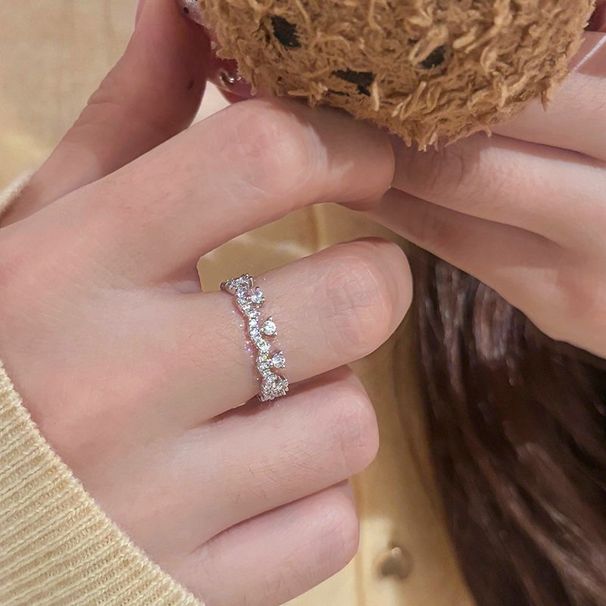 Luxurious Super Sparkle Zircon Ins Premium Korean Versatile Cool Design Fried Dough Twists Chain Ring_ipsvogv.com