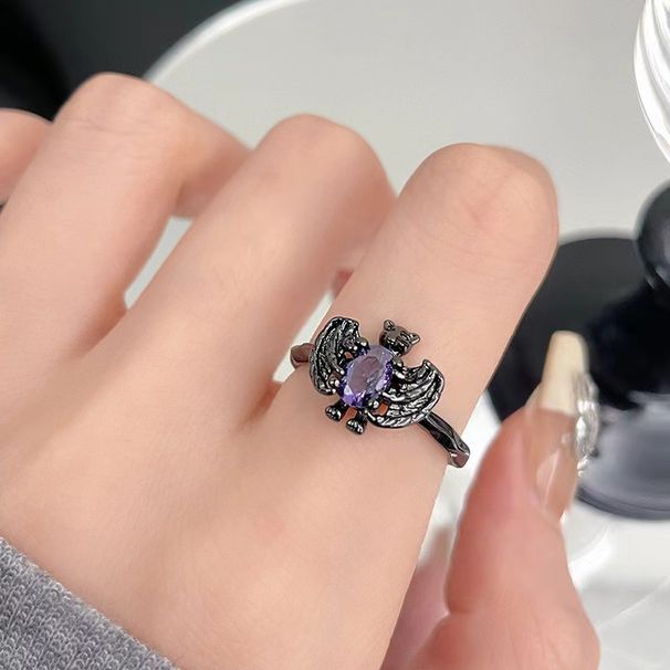 Dark Personality Bat Frog Zircon Open Female Coldness Wind Sweet Cool Hip Hop Versatile Finger Ring_ipsvogv.com