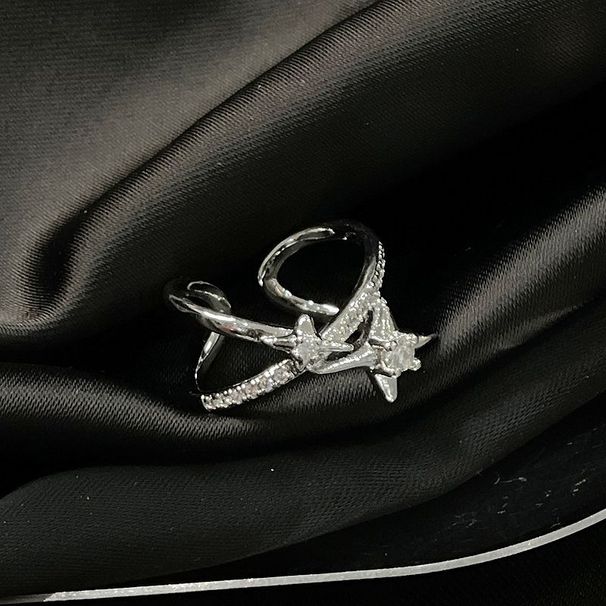 inlaid Advanced Diamond Zircon Star Cross Index Finger Ring For Women's Instagram Trend, Niche Design, Personalized Trend, Design,_ipsvogv.com