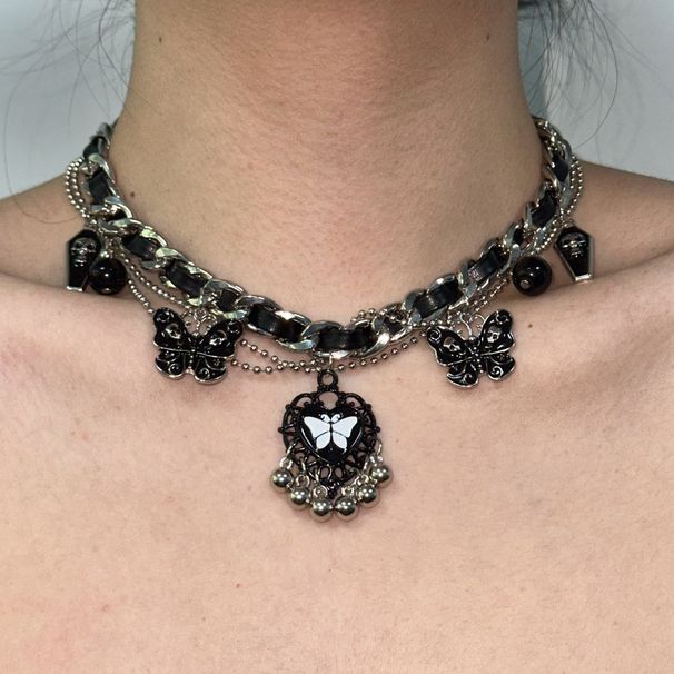 Dark Style Butterfly Tassel Leather Neck High-end Feeling Collarbone Chain, Hip-hop Niche Design, Sweet And Cool Spicy_ipsvogv.com