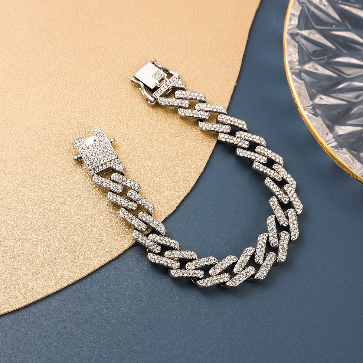 Men’s Jewelry Set Fashion Hip Hop Style Men And Women 13mm Cuban Chain Necklace Full Of Diamonds Diamond Double Row Diamond Trendy Accessories_ipsvogv.com