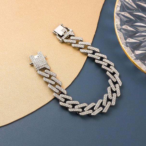 Men’s Jewelry Set Fashion Hip Hop Style Men And Women 13mm Cuban Chain Necklace Full Of Diamonds Diamond Double Row Diamond Trendy Accessories_ipsvogv.com