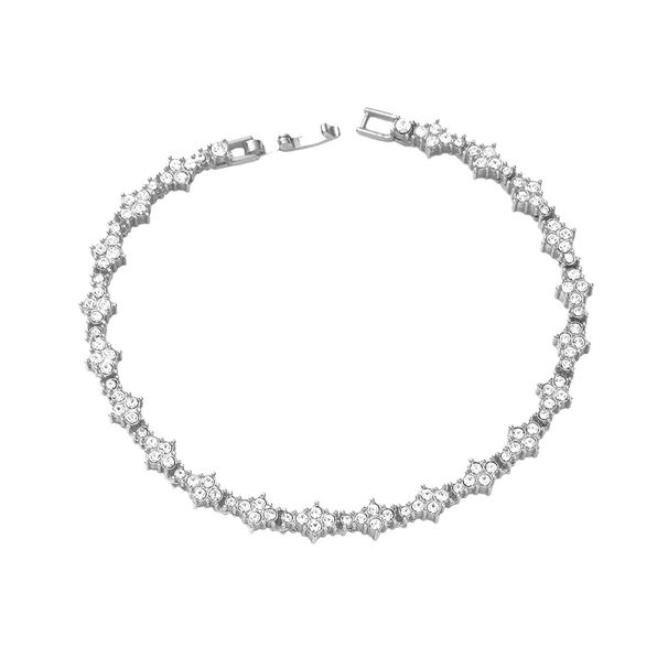 Hip Hop Personality Flower shaped Tennis Bracelet Fashion Brand Jewelry Single Row Chain Full Diamond Necklace_ipsvogv.com