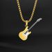 Men's Jewelry Personality Trend Hip Hop Stainless Steel Guitar Pendant Street Classic Trendy Men's Titanium Steel Necklace_ipsvogv.com