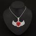 Hip Hop Rap Trendy Creative Pink Angel Wing Pendant Red Diamond Love Men's Necklace_ipsvogv.com