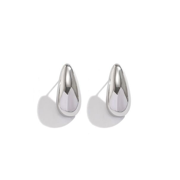 Gold-Plated Copper Minimalist Niche Versatile Design Water Drop S Silver Needle Winter Essential Stud Earrings_ipsvogv.com