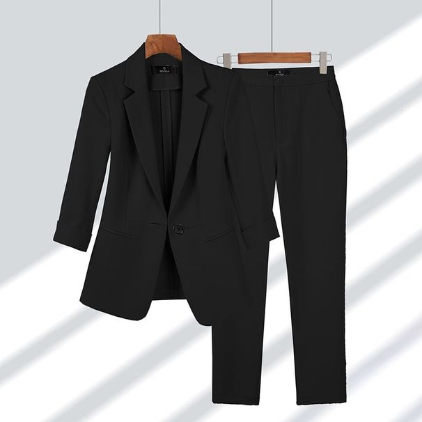 Spring Summer New Elegant Su Jacket Matching Set Women's Korean Chic Blazers Coat Pants 2 Piece Female Professional_ipsvogv.com