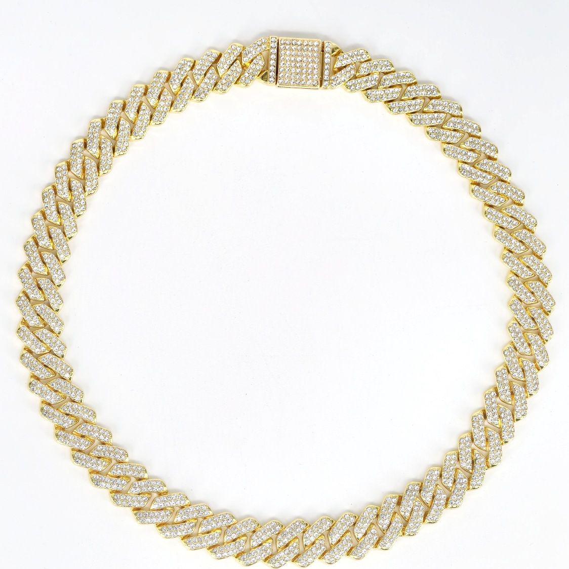 Unisex Jewelry Fashion 14mm Diamond Shaped Flip Top Alloy Necklace For Men And Women High End Trendy Rap Hip Hop Cuban Chain_ipsvogv.com