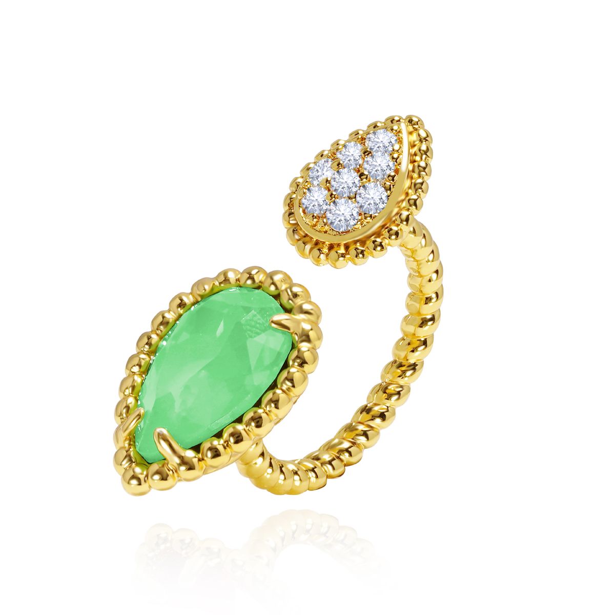 Women's Jewelry Beaded Edge Claw Inlaid Gemstone Ring Teardrop Shaped Faceted Multi Color Artificial Crystal Opening Can Be Fine Tuned Hand Jewelry_ipsvogv.com