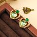 Korean fahion new double heart green inlaid zirconium earring with exquiite and niche deign, high-end ear_ipsvogv.com