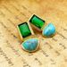 Silver needle niche high-end, geometric emerald natural stone earrings, spring and summer new styles_ipsvogv.com