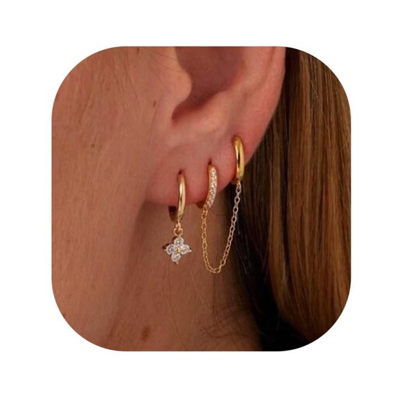 Brass With Real Gold Plating, Hot Selling Across, Flower Chain With Zircon, Fashionable And Versatile Women's Earrings Set_ipsvogv.com