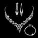 Bridal Jewelry Set - Exaggerated Rhinestone Necklace, Earrings & Bracelet In Sterling Silver (3-Piece Wedding Set)_ipsvogv.com