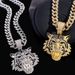 Hip Hop Iced Out Cuban Link Chains For Men Tiger Pendant Necklace Bling Crystal Cuban CZ Stainless Steel Chain Necklaces_ipsvogv.com