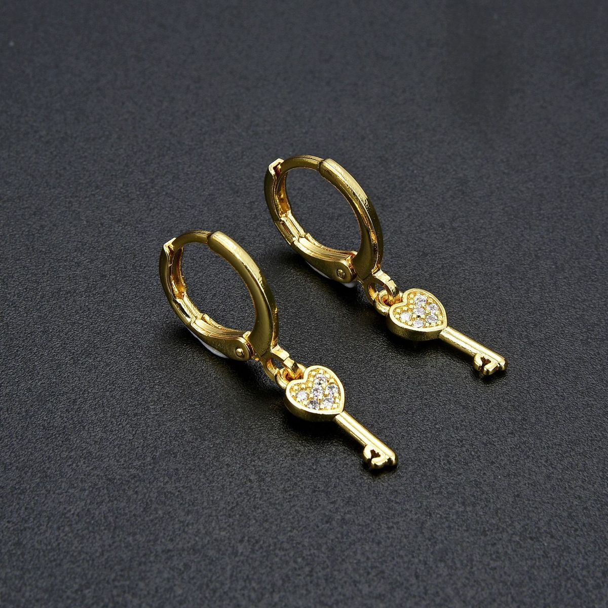 Women’s Jewelry Set Fashion Spot Hot Sale Micro Inlaid CZ Key Pendant Earrings Zircon Temperament Ear Mouth Temperament Versatile Earrings_ipsvogv.com