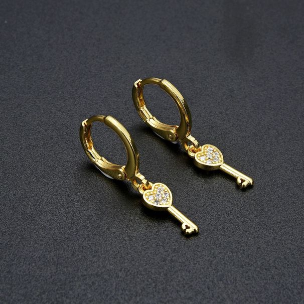 Women’s Jewelry Set Fashion Spot Hot Sale Micro Inlaid CZ Key Pendant Earrings Zircon Temperament Ear Mouth Temperament Versatile Earrings_ipsvogv.com