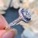 Blue Diamond Round Bag Ring, Charm Queen, Oval Zircon Ring, Engagement Women's Ring Accessories_ipsvogv.com