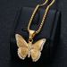 Fashion Simple Jewelry Titanium Steel Gold-Plated Diamond-Studded Butterfly Pendant Necklace_ipsvogv.com