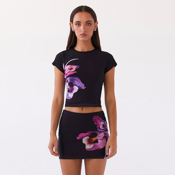 Women's clothing new short-sleeved printed hip skirt suit ladies high-end suit two-piece skirt_ipsvogv.com