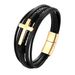Fashion Cross Stainless Black Gold Steel Multi layer Woven Bracelet_ipsvogv.com