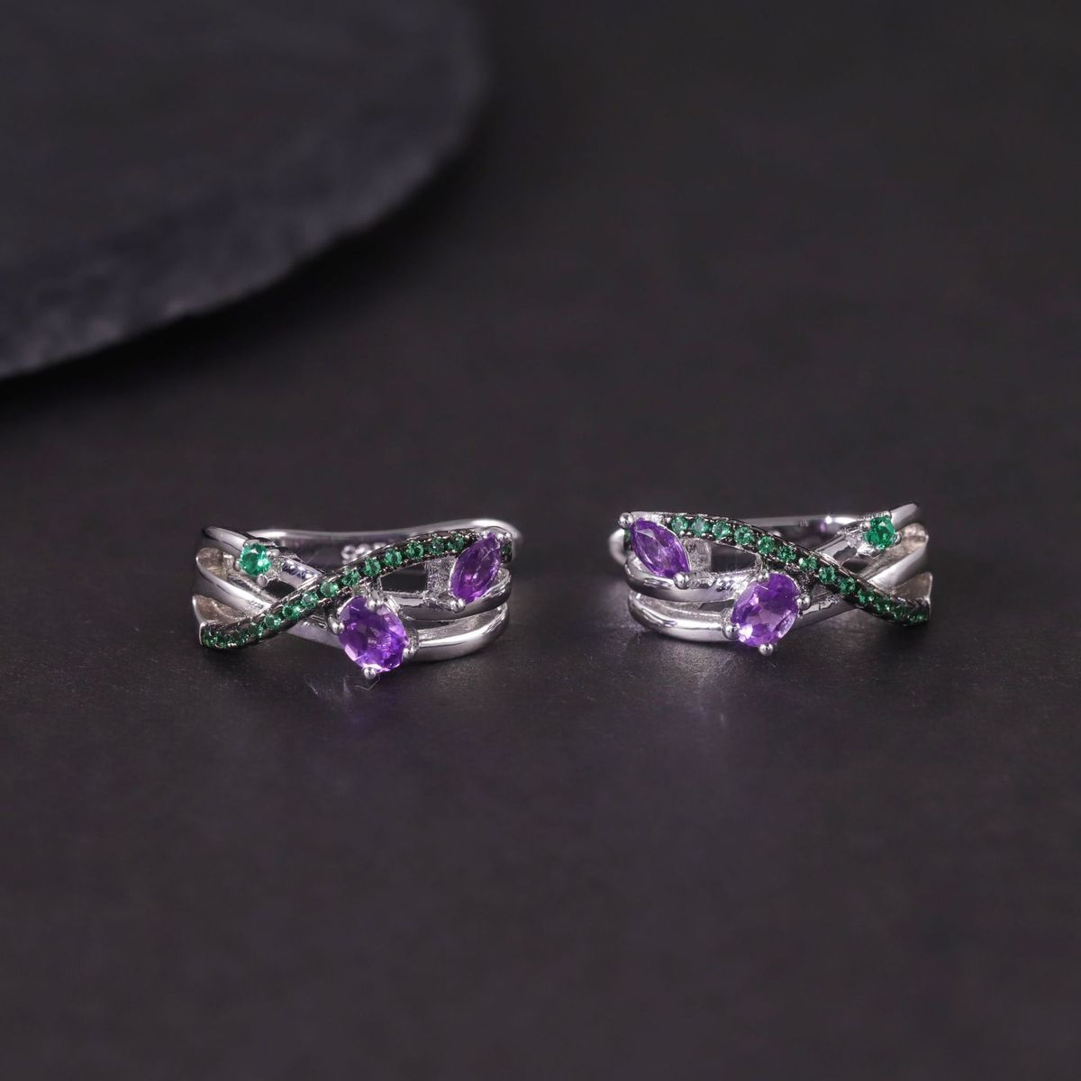 New Design Natural Topaz Earrings S925 Silver Inlaid Garnet Peridot Amethyst Colored Gemstone Earrings_ipsvogv.com
