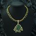 New Hot Selling Fashionable Diamond Green Red Christmas Tree Alloy Pendant Colorful Rock Sugar Cuban Necklace_ipsvogv.com