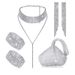 Bridal jewelry set diamond claw chain tassel earrings left and right hand chain necklace clutch bag_ipsvogv.com