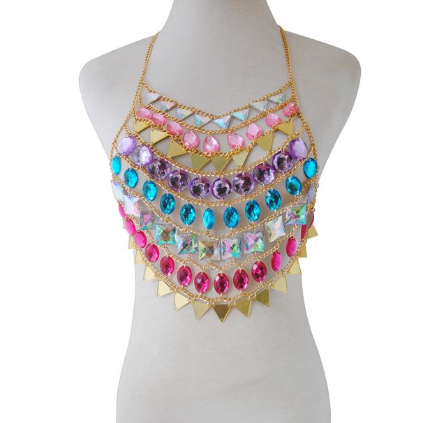 Unisex Jewelry Summer Sexy Exaggerated Beach Clothing Fantasy Gem Handmade Chest Chain Body Chain Accessories_ipsvogv.com