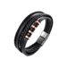 Stainless steel multi-layer black leather woven bracelet, popular men's bracelet_ipsvogv.com