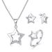 Zircon Five Pointed Ring Necklace Earrings Three Piece Set S Sier Star Fashion Jewelry_ipsvogv.com
