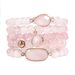 Round Beads Natural Stone Bracelets Pink And White Set Elastic Beads Adjustable_ipsvogv.com