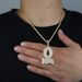 Men's Hip Hop Zirconium Letter Pendant Necklace - O Block Design With Cubic Zirconia, 60cm Chain (Silver/Gold) Rap Inlaid Zircon Jewelry_ipsvogv.com