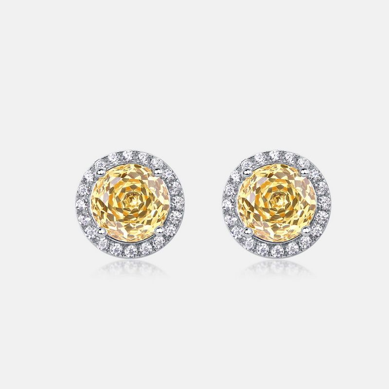 Millennium rose cut color zirconium hollow earrings S925 silver bright colored gemstone earrings light luxury all match_ipsvogv.com
