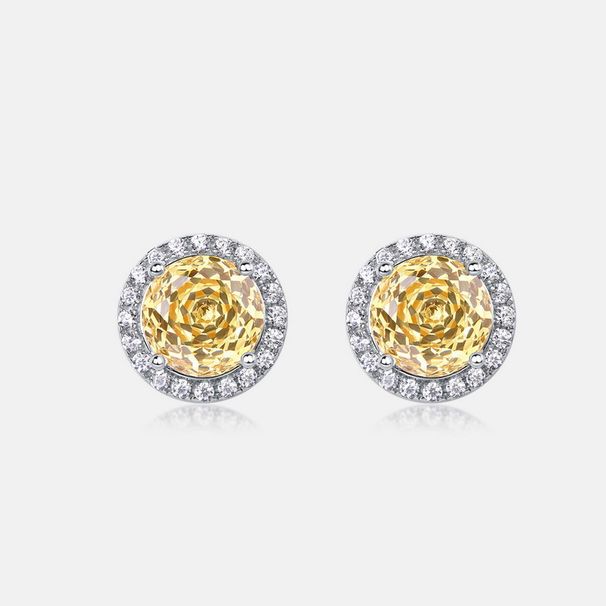 Millennium rose cut color zirconium hollow earrings S925 silver bright colored gemstone earrings light luxury all match_ipsvogv.com