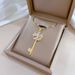 Steel 【 Titanium 】 Flower Key Light Luxury Temperament Gorgeous Full Diamond Necklace Women's Versatile Collarbone 【 】 【 】 【 】_ipsvogv.com