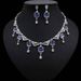 Banquet Accessories Noble Luxury Geometric Irregular Zircon Pendant Necklace Earring Set_ipsvogv.com