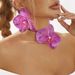 New rural simulation butterfly orchid earrings women, sweet and exaggerated vacation style flower necklace for women_ipsvogv.com