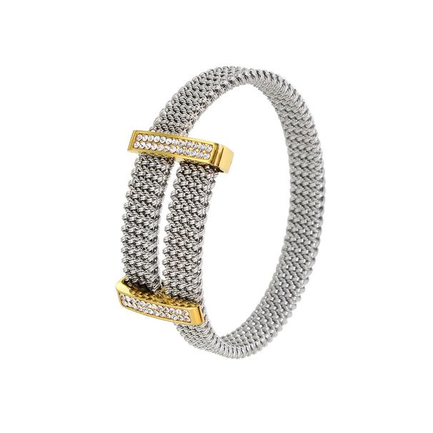 Men And Women's Jewelry Fashion Jewelry Personalized Titanium Steel Gold Plated Mesh Cross Bracelet Fashion Zircon Couple Bracelet_ipsvogv.com