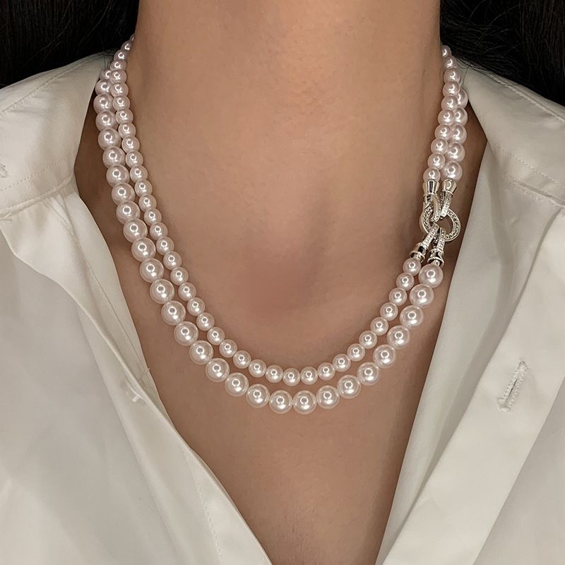 Shi Jia's Double-layer Stacked Pearl Necklace For Women, Light Luxury, Niche, High-end, Atmospheric Collarbone Necklace,_ipsvogv.com