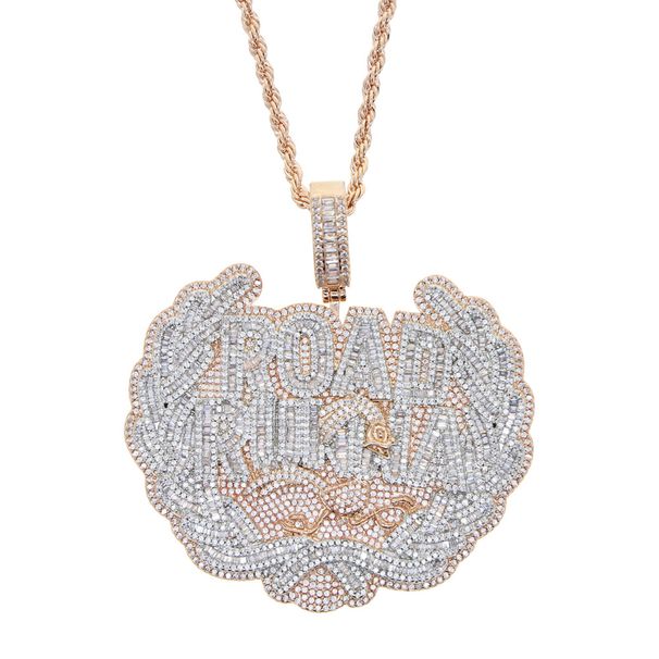 New Large-sized Letter Road Runna Pendant Full Of Diamond Electric Gold Men's Hip-hop Accessories_ipsvogv.com