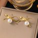 Fashionable Stainless Bow Pearl Earrings For Women, Niche And Versatile, Titanium Steel Heart Earrings, Elegant Ear_ipsvogv.com