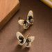 Real Gold Color Preservation, Elegant Small Fragrance Style, Three-dimensional Diamond Inlaid Zircon Butterfly Earrings,_ipsvogv.com