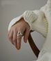 Weekend Korean Elegant Japanese French C-line Ins Style Open Mouth Pure Silver Ring For Women_ipsvogv.com