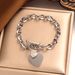 Simple Peach Heart Titanium Steel Gold Bracelet Letter Ring T-shaped Buckle Bracelet Stainless Steel Heart shaped_ipsvogv.com