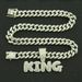 Hip hop exaggerated king full diamond letter pendant necklace for men's domineering and cool Cuban chain accessories_ipsvogv.com