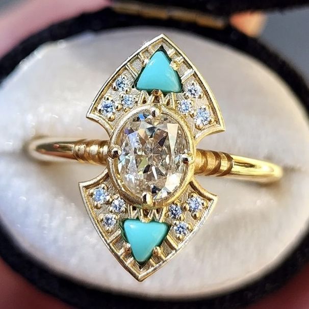 Sanjieins New Handjewelry Nepalese Handmade Oil Drop Gold Ring Ethnic Style Jewelry_ipsvogv.com