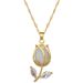 】 Leaf 【 Tulip Light Luxury Charm Gorgeous Full Diamond Necklace Women's Versatile Clavicle Titanium Steel Chain 【 】_ipsvogv.com