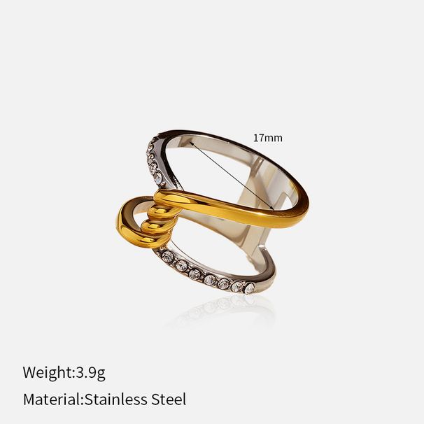 Women’s Jewelry Set Fashion Simple Retro Stainless Steel Ring Double Layer Fishbone Pattern Inlaid Zircon Gold And Silver Two Color Closed Ring_ipsvogv.com